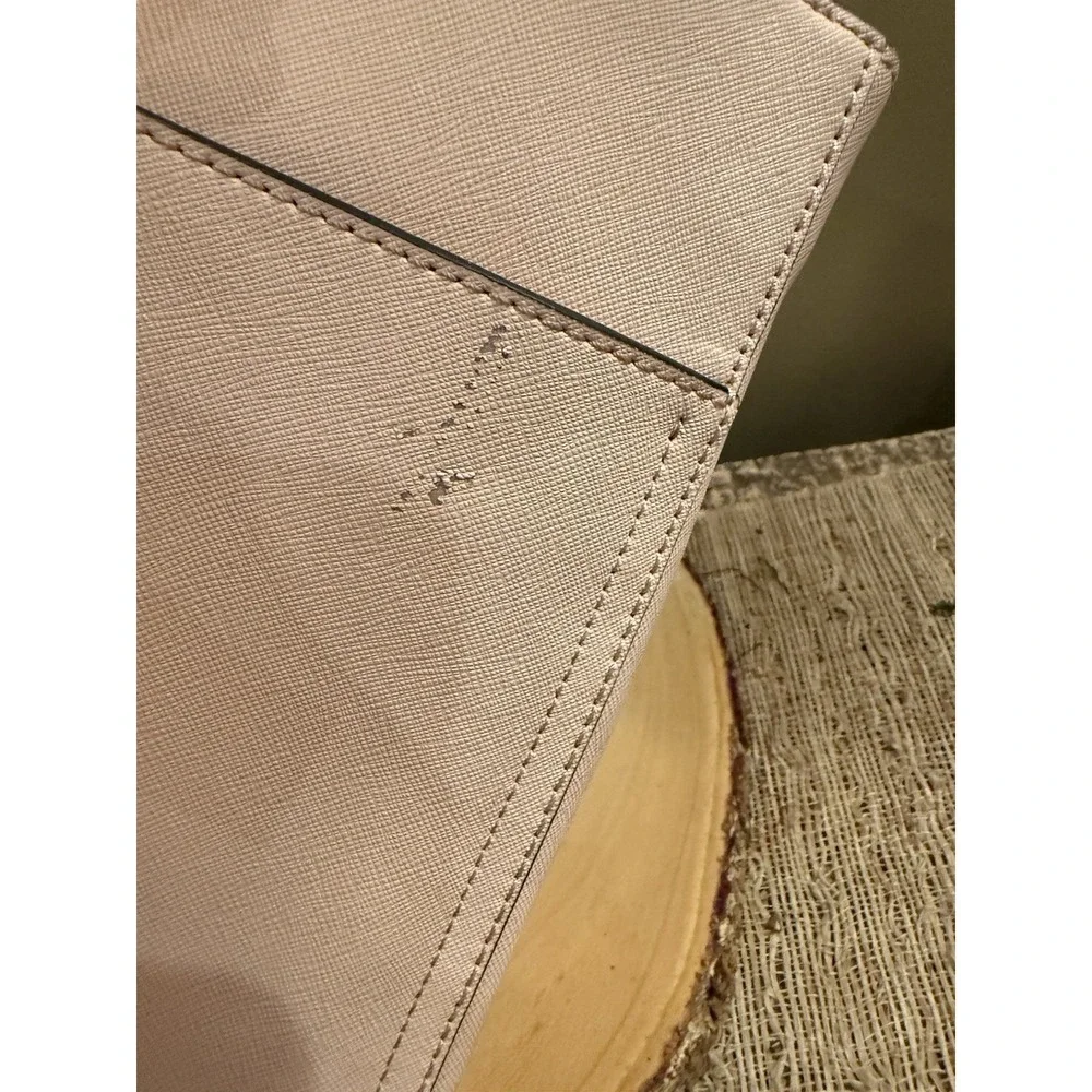 Tory Burch Robinson Double Zip Tote Bag Pale Apricot Pink Style New With Defects